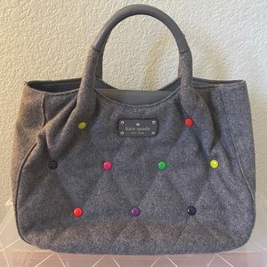 Kate Spade grey tote with polka dots